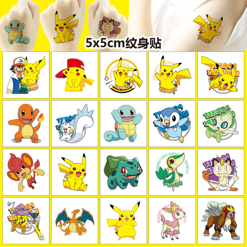 Laptop Accessories Toy - Autocollant de tatouage Pokemon Pikachu, 5x5cm,